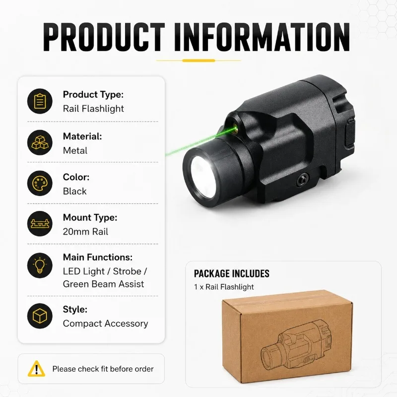 Metal TLR-8 Strobe LED Underbarrel Flashlight Adjustable Strong Light Universal Fit 20MM Rail Hobby Model Accessories