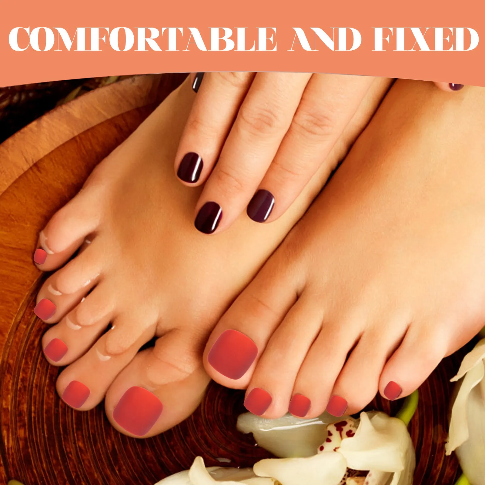 

Fake Toe Nails Set Premium ABS Frosted Colorful Design Sizes for Wedding Dating Christmas Valentine's Day Pedicure Toe Nail Tips