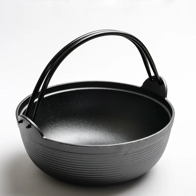 25CM Japanese Style Cast Iron Sukiyaki Tetsu Nabe Pot with Lid