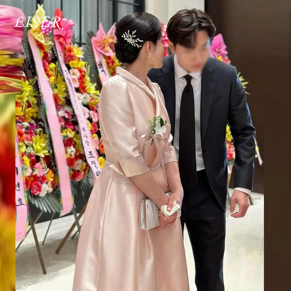 

Liser Customized Korean Hanbok Evening Dress Formal Festival Dress Satin V-Neck Half Sleeves 웨딩드레스 Party Evening