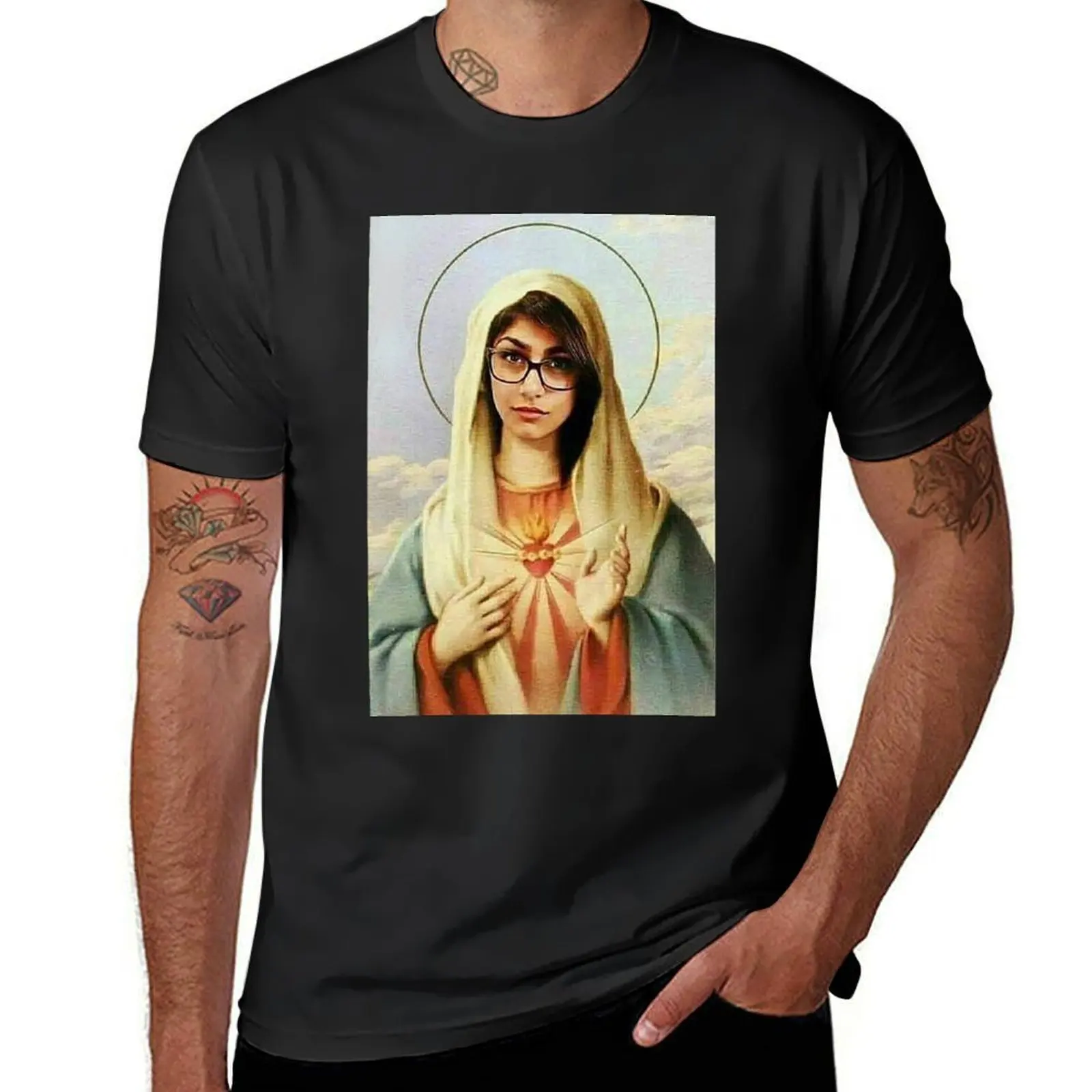 Virgin mary mia khalifa T-Shirt shirts graphic tees oversized plain summer top mens clothes