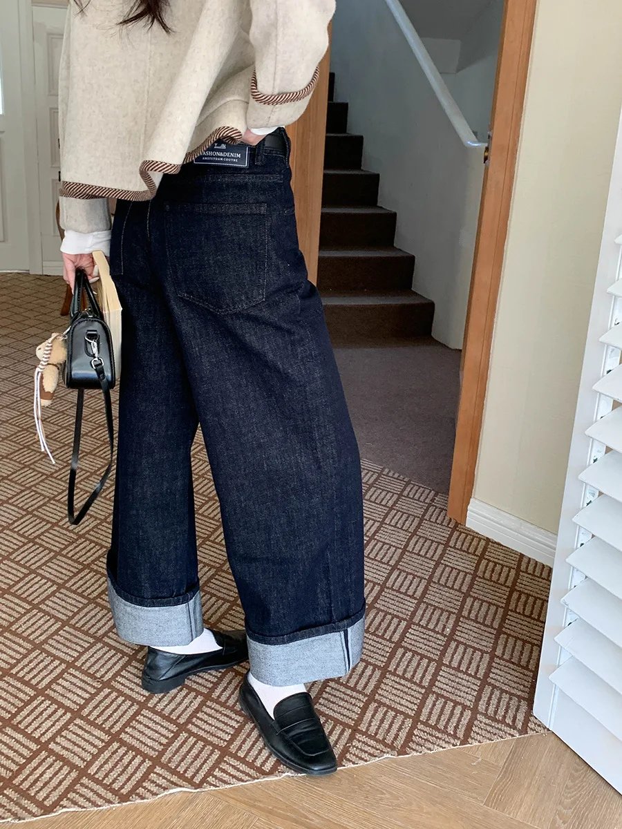 

Women's Retro Wide Leg Straight Slim Jeans Casual Pants for Spring And Autumn