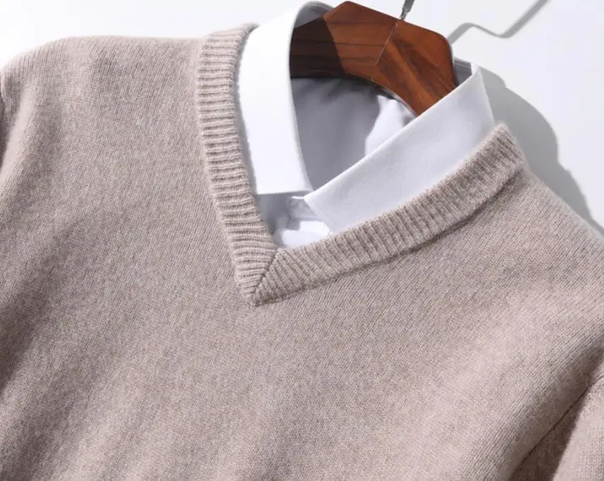 Men Cashmere Sweater Long Sleeve Vneck Jumpers Male Woolen Clothes Korean Pull Homme Hiver Pullover Knitted Wool Sweaters