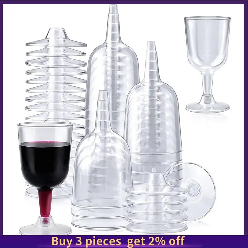 

COME 50Pcs Clear Plastic Wine Glass Recyclable, Disposable & Reusable Cups For Champagne, Dessert, Beer, Pudding, Party