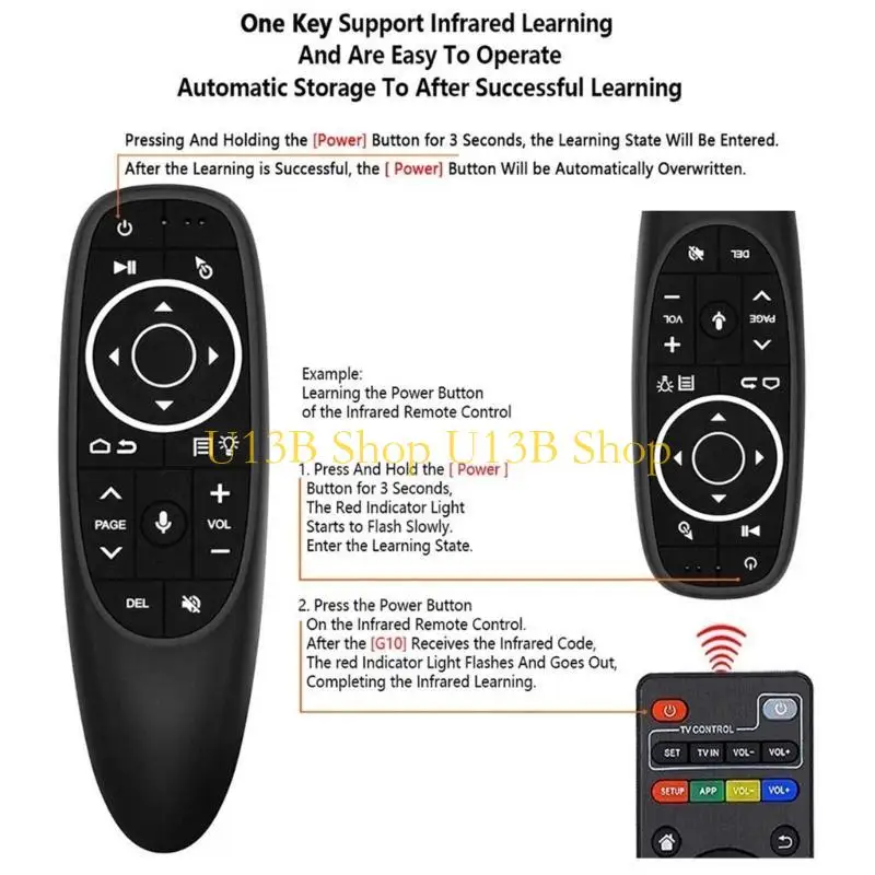 U13B G10S Probt 2.4G Controle remoto Giroscópio Aprendizagem ar iluminada Mouse