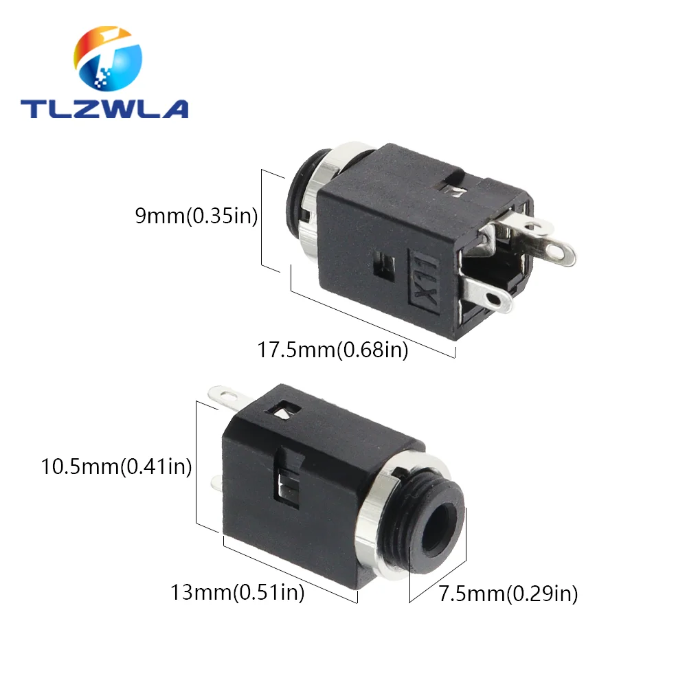 5Pcs 3.5MM Vertical socket 3Pin 4Pin 5Pin Stereo Female Socket Jack with Screw 3.5 Audio PJ-341 2/3/4 Poles Earphone Hole