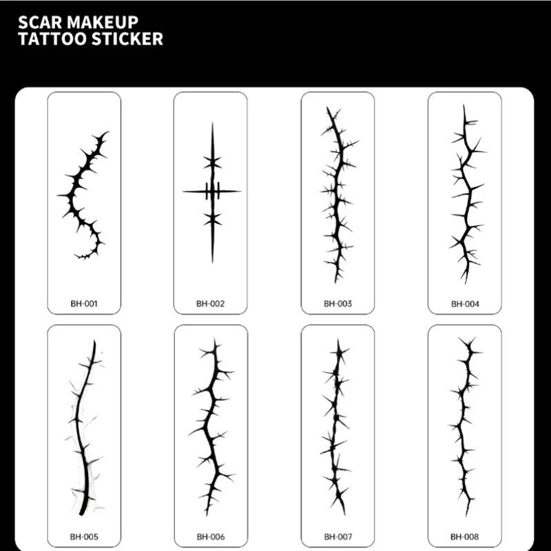 ملصقات وشم الهالوين، ملصقات وجه جرح الندبات، ملصقات مهرجان حفلة العين، الجبين، زينة الوجه، أدوات مكياج الوشم المؤقت