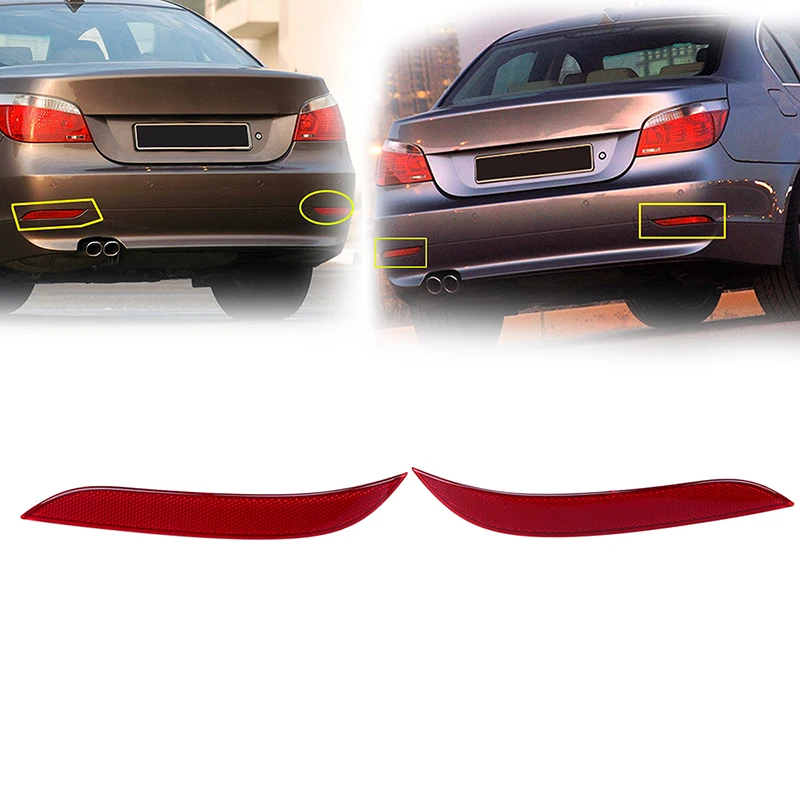 Car Rear Bumper Reflector for BMW 5 Series E60 Sedan 2003 2004 2005 2006 2007 Pre-facelift Fog Warning Light Strip Sticker Cover