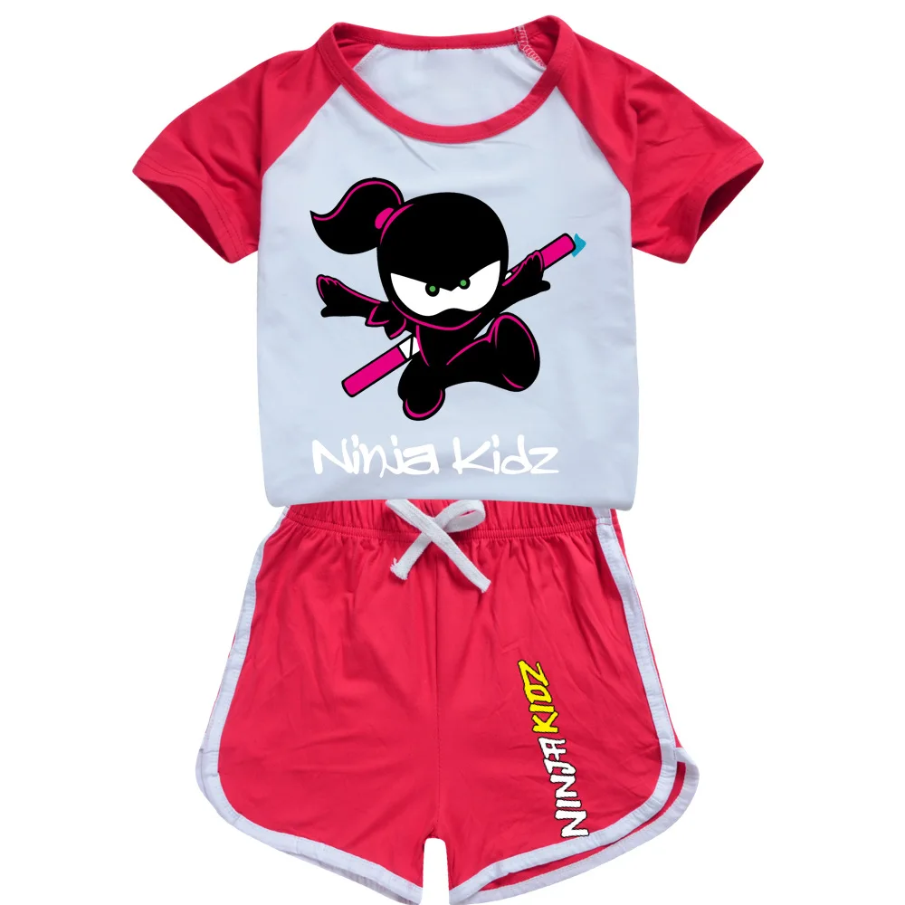 Ninja Kidz Kids Clothes Cotton Sport Tracksuits Children Sweatshirt T-shirts Suit Cartoon Set Teenager Boys Girls Clothing