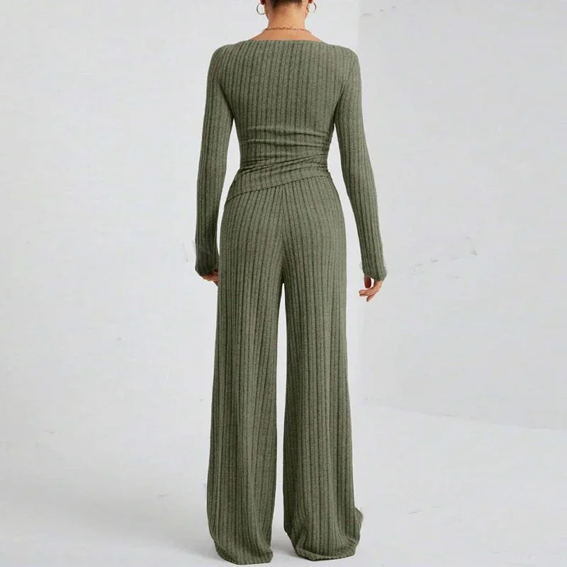 Langarm Top + Elastische Taille Hosen Sport Freizeit 2-stück Sets Herbst frauen Casual Set Einfarbig Sexy Off schulter Abnehmen