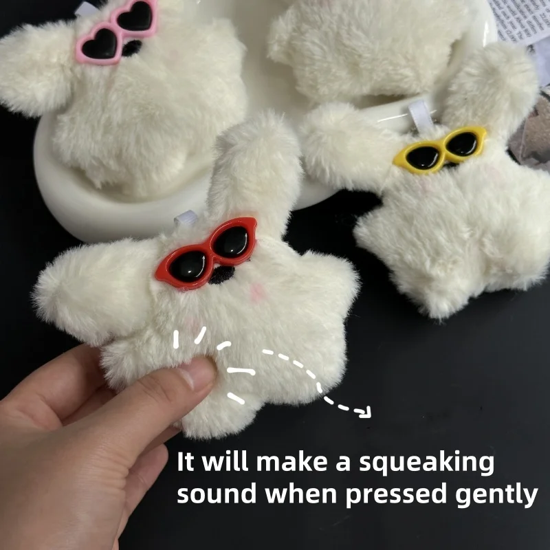 Neuer süßer Hasen-Schlüsselanhänger, Cartoon-Kreativ-Design mit Sonnenbrille, Plüsch-Hase, Schlüsselring, Taschenanhänger, Geldbörsen- und Rucksackanhänger, Geschenk – Detail 2