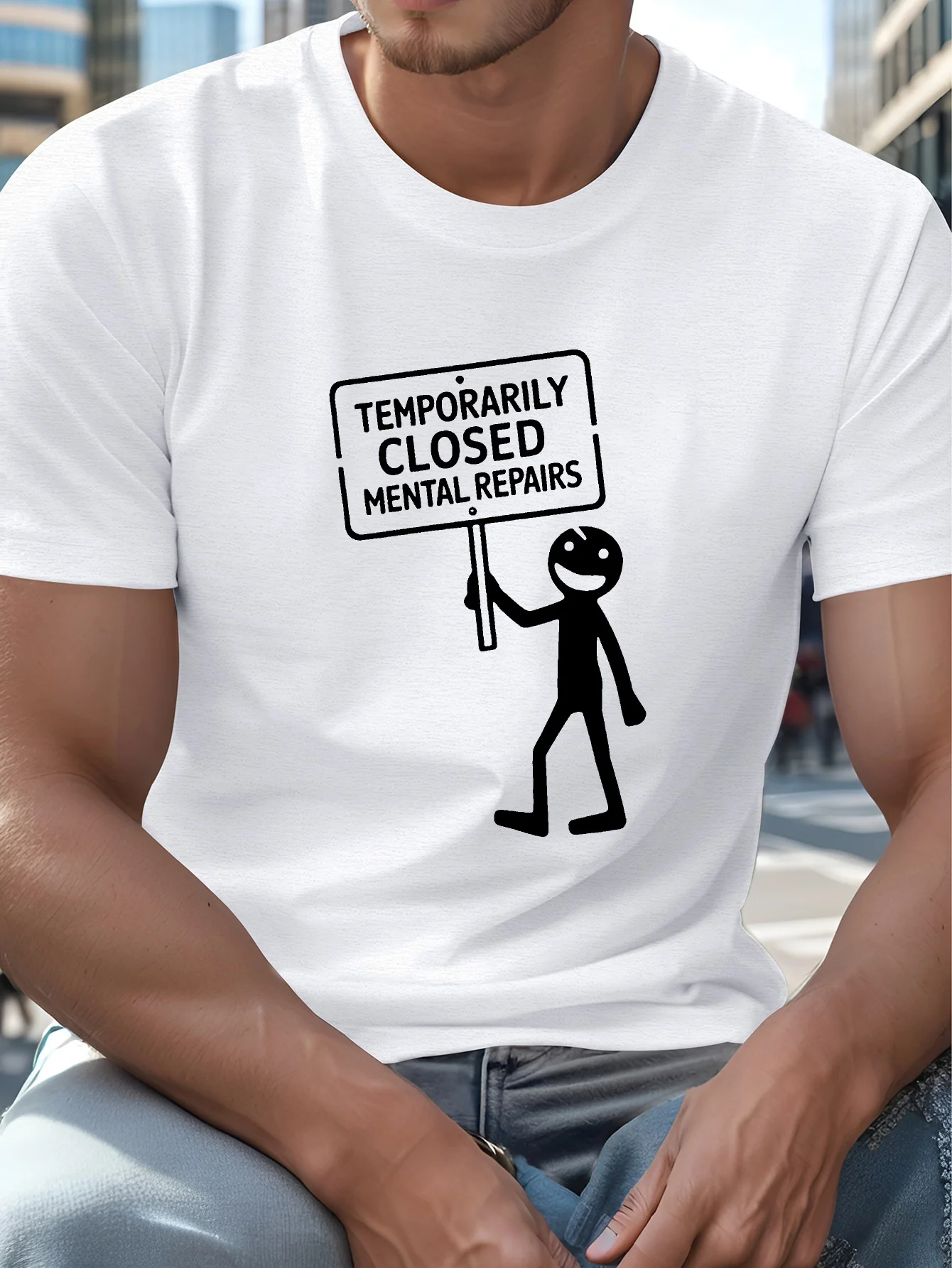 

Plus Size Mens Short Sleeve Summer TShirt Casual Crew Neck Polyester Tee with Slight Stretch Geometric Pattern and Humorous