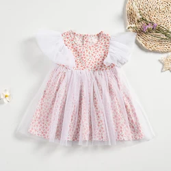 2024 Girl Dress Sweet Floral Princess Dress Newborn Baby Cotton Yarn Party Princess Dress