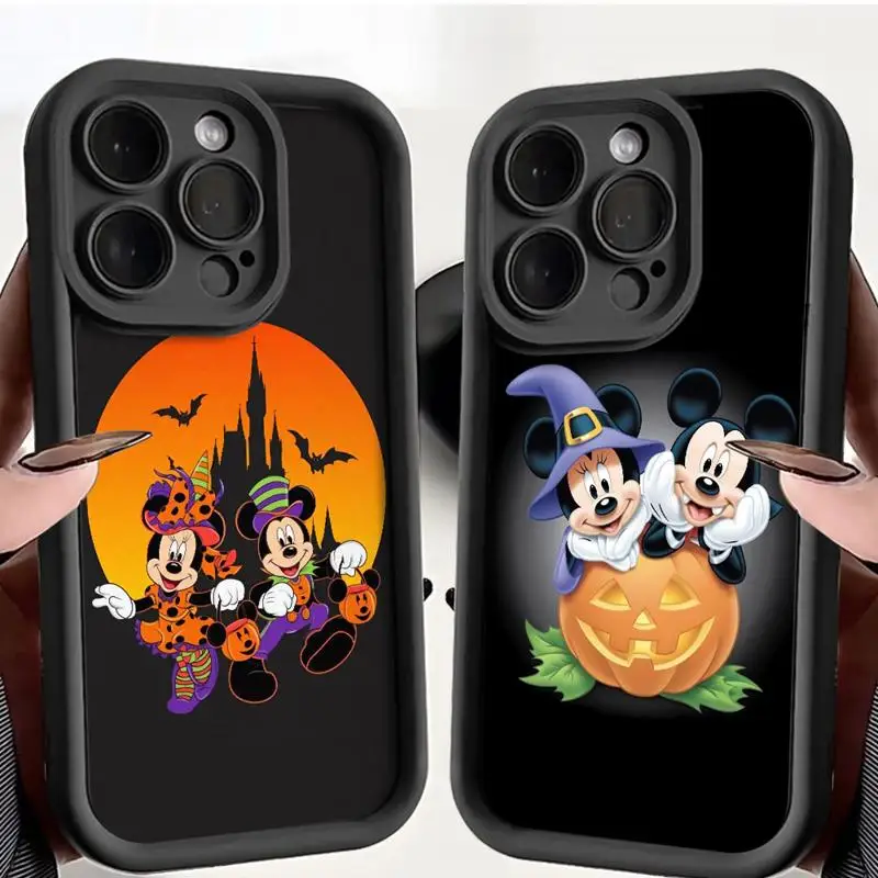 Disney Mickey Minnie Happy Halloween Soft Liquid Silicone Phone Case For Apple iPhone 11 12 13 14 15 Pro Max Plus Back Cover