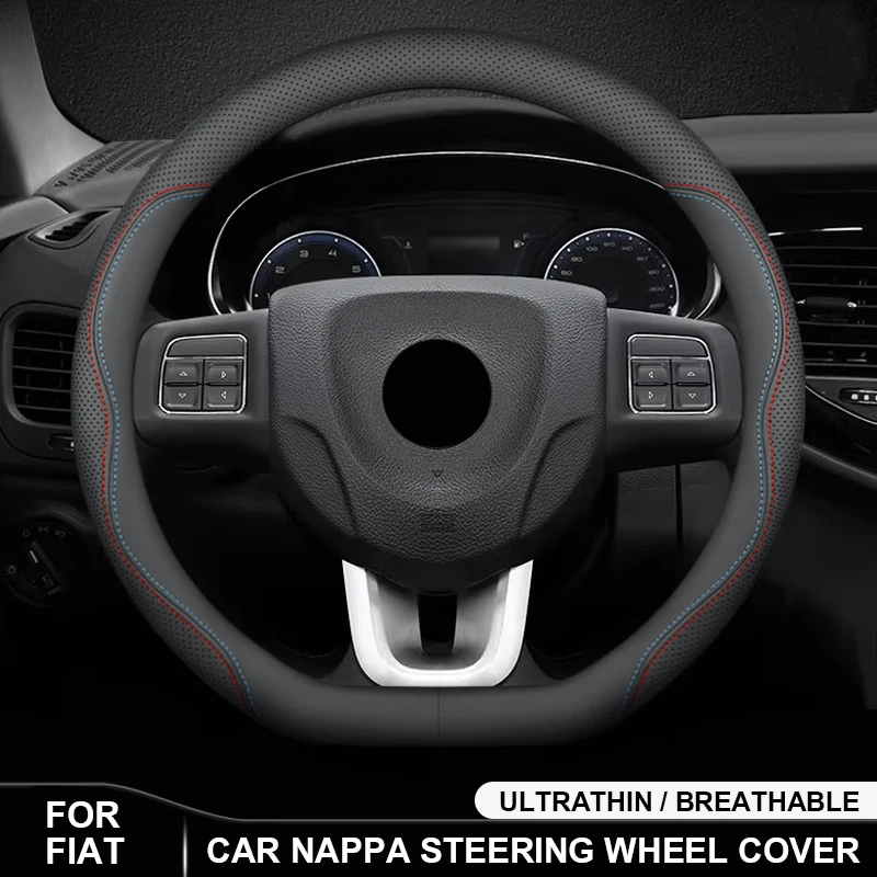 

Car Leather Steering Wheel Cover Anti-slip For Fiat 500 Punto Tipo Doblo Freemont Bravo Panda Stilo Ducato Pondo Uno Idea Albea