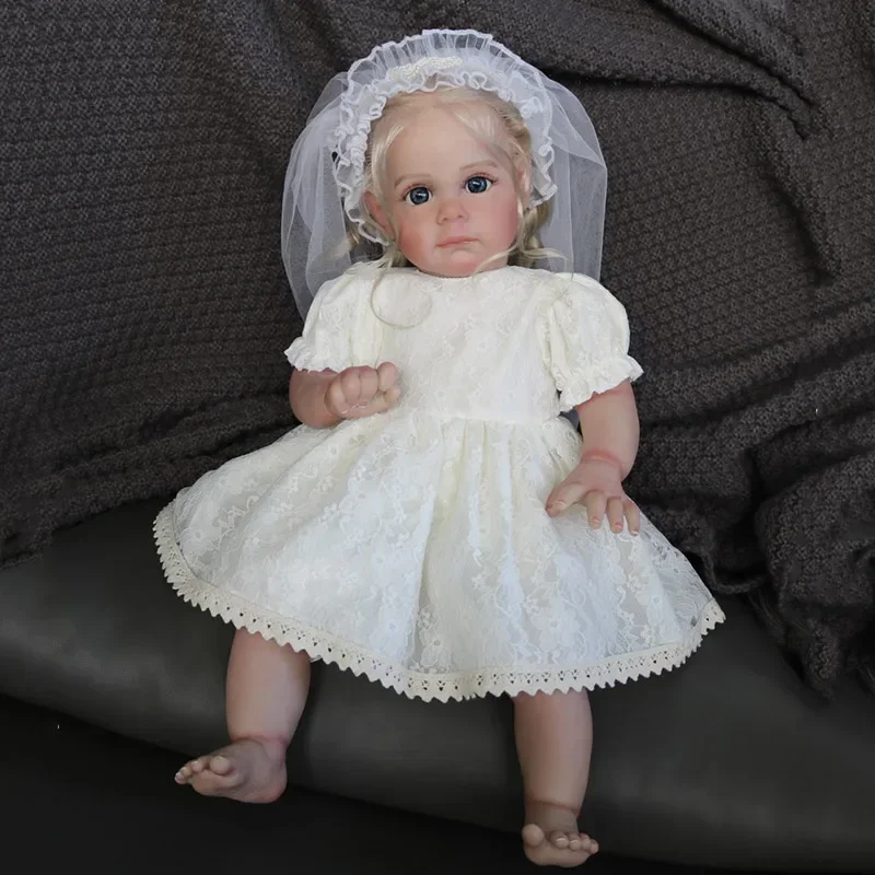 

52CM Reborn Toddler Maggie Lifelike Rooted Blone Hair Baby Size Collectible Art Doll Real Picture