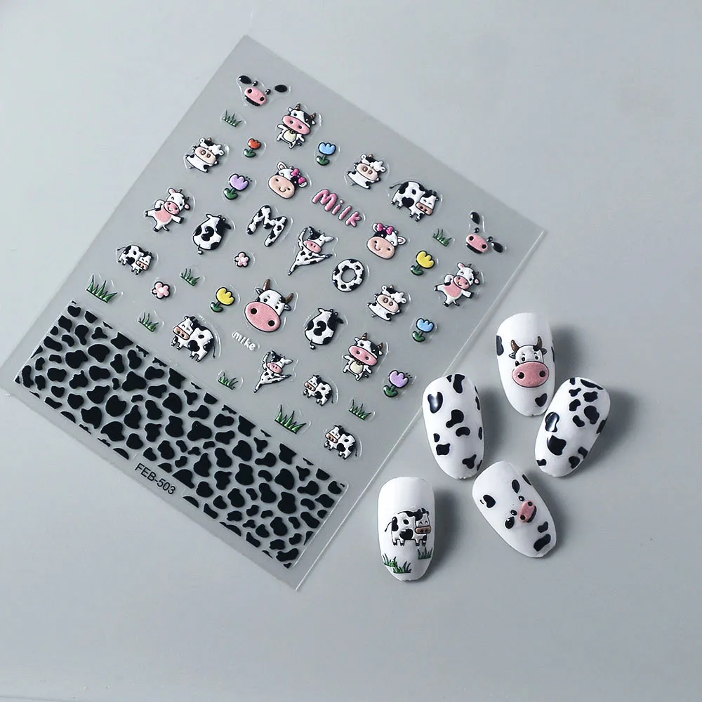 Cows 5D Nail Stickers Stickers Para Uñas 스티커 Nail Design