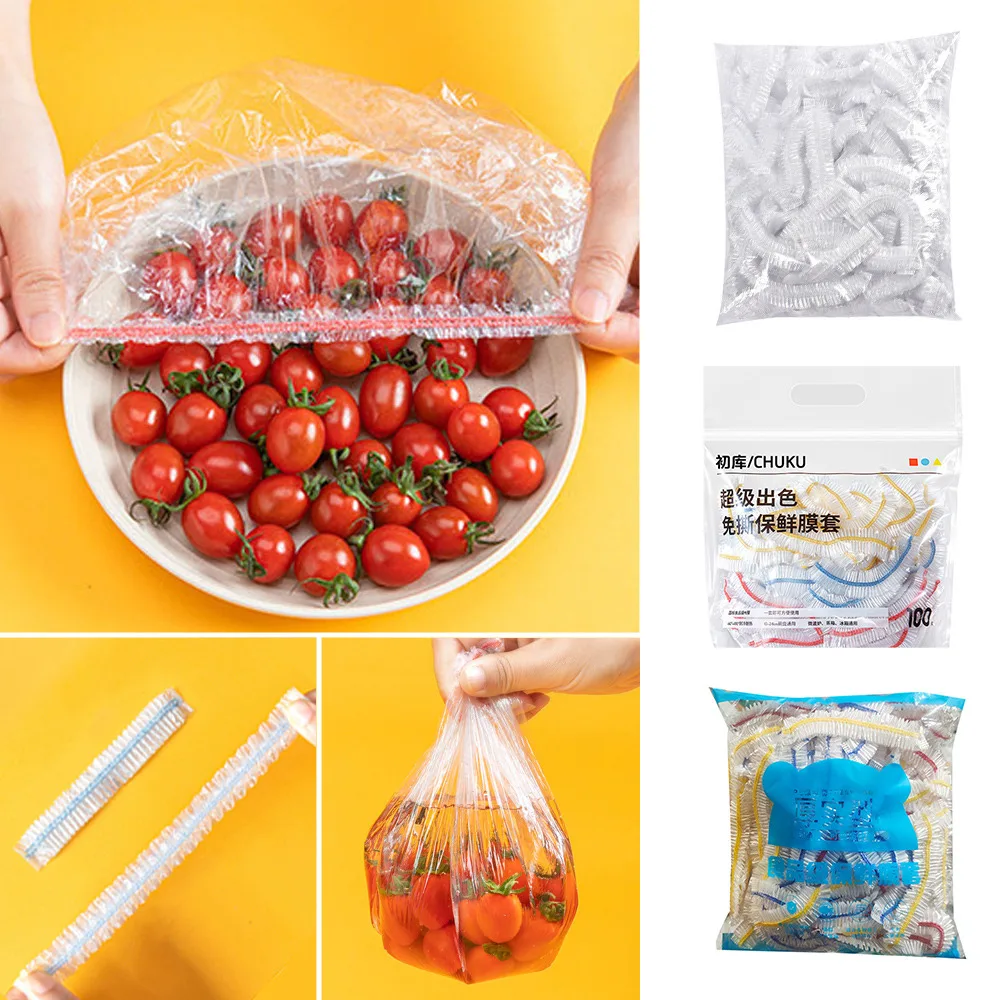 Adjustable Elastic Reusable Food Storage Cover Plastic Disposable Food Bowls Cover Fresh-keeping Bags Kitchen Supplies