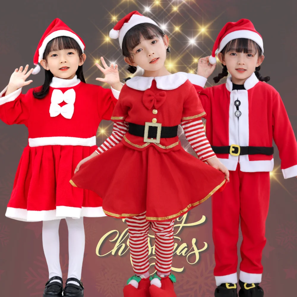 

Christmas Children Santa Claus Costumes Cute Children Santa Claus Set Role Playing Costumes