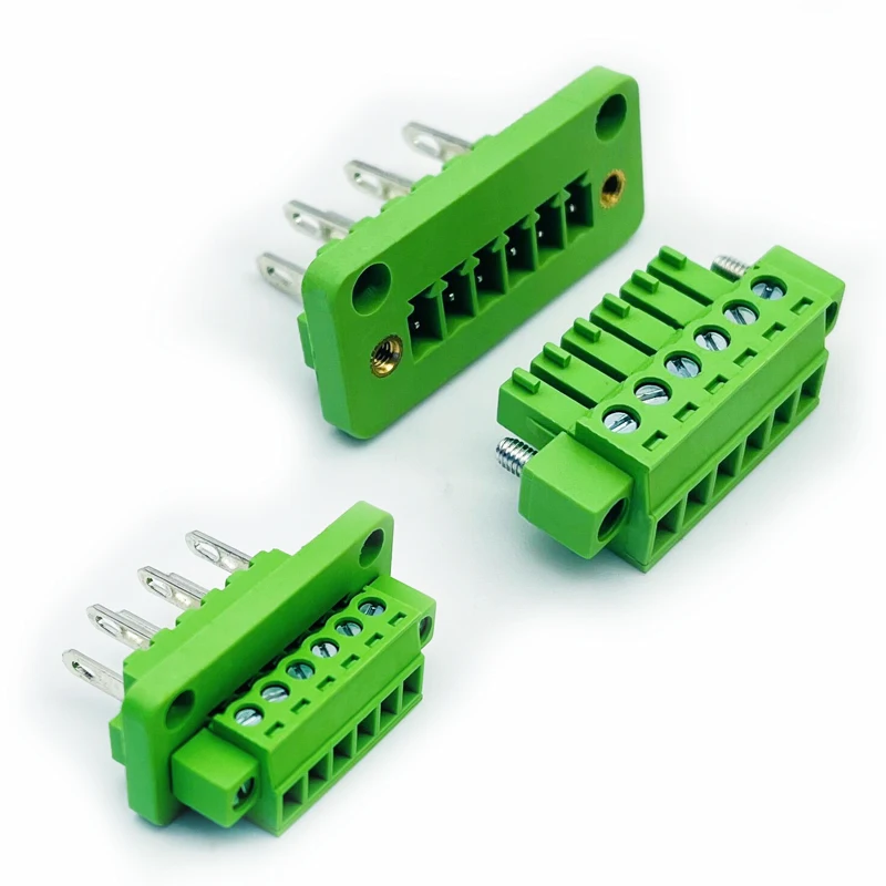 15EDGWB-3.5MM through-wall terminal 2P3P4P5P6P-24P with panel flange installation fixed green environmental protection connector