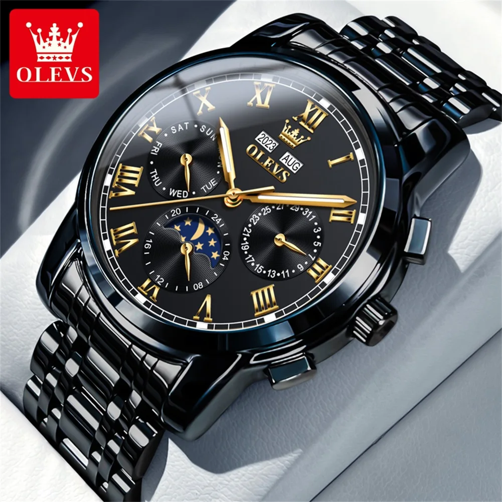 

OLEVS 6692 Bussiness Dress Automatic Mechanical Watch for Men Moon Phase Waterproof Calendar Men's Wristwatch Luxury