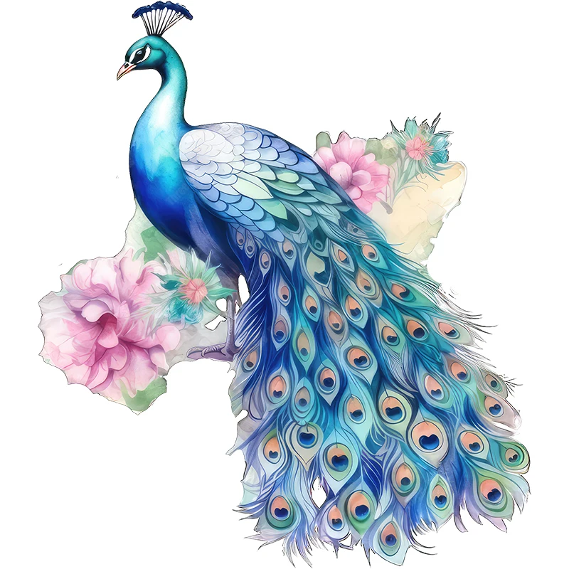 Three Ratels QN51 Beautiful Peacock Watercolor Art Sticker for home decoration Toilet sticker Car hood decals