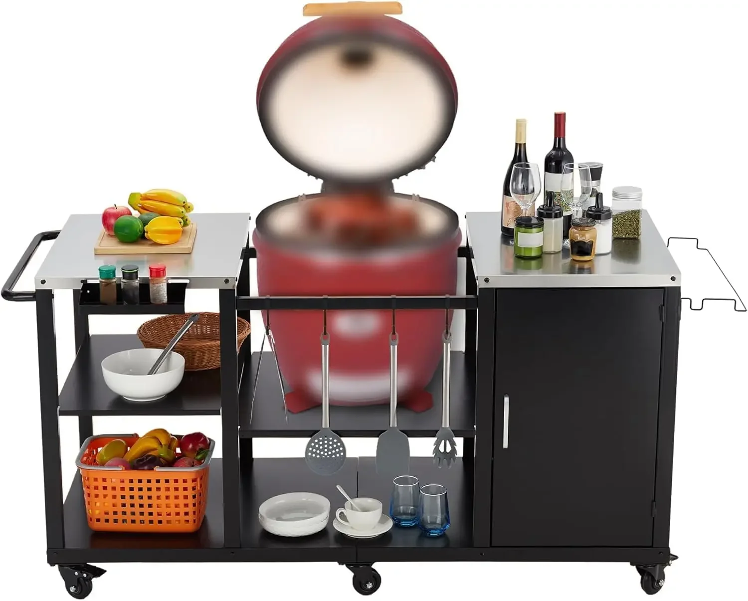 TWISTER.CK Kamado Grill Table for Egg-Style Grills, Heavy-Duty Outdoor Grill Station & Prep Table with Spacious 20