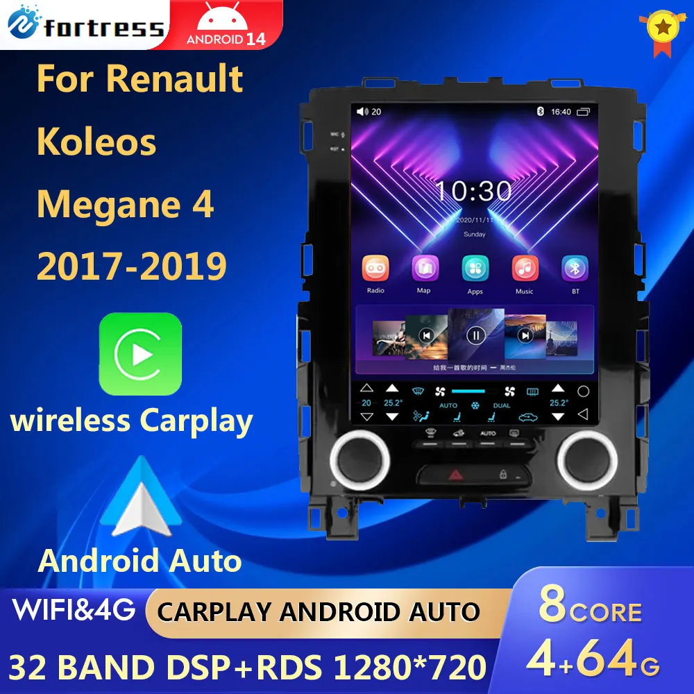 

Car Radio for Renault Koleos Megane 4 Samsung SM6 Talisman 2017-2019 Multimedia 9.7 Inch Tesla Navigation DSP Carplay