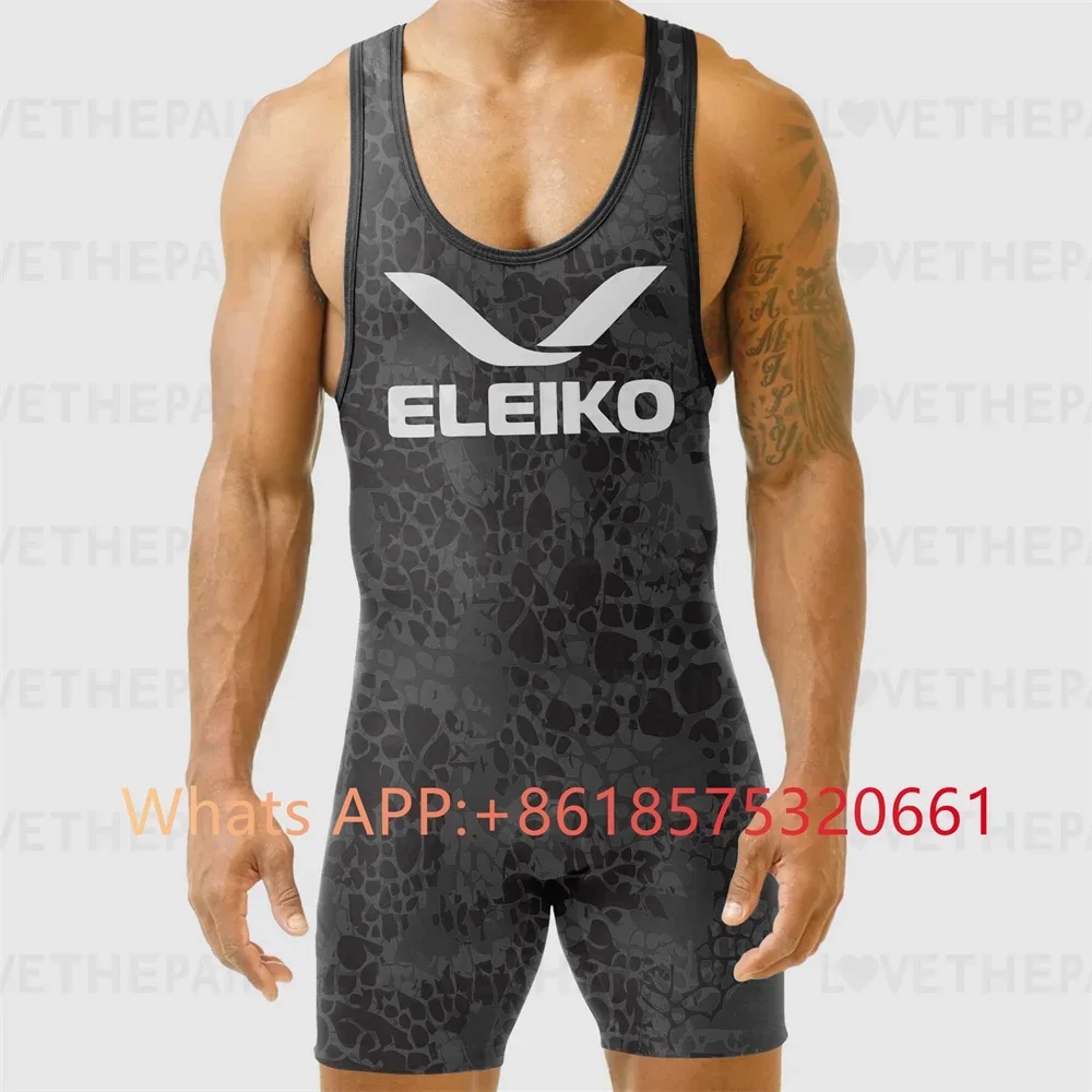 

ELEIKO Mens Wrestling Singlet Uniform Advanced Singlets Clothing Train Wrestling Gear Running Speedsuit Sportwear Boxing Tights