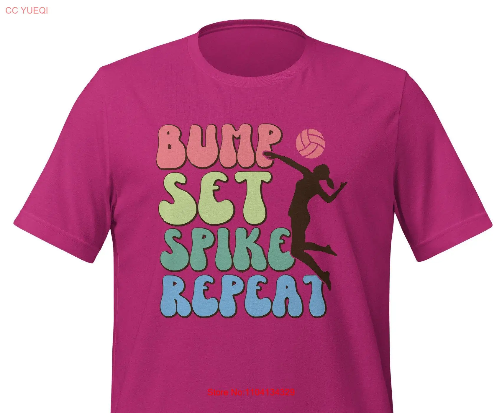 Волейбольная футболка Bump Set Spike Repeat I Fun Retro for Players Fans Merch Idea с длинными или короткими рукавами