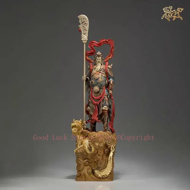 82cm Huge Large high grade GOOD LUCK God of wealth Dragon GUAN GONG Mammon Bronze statue HOME Shop Club BAR Company Patron saint view 5