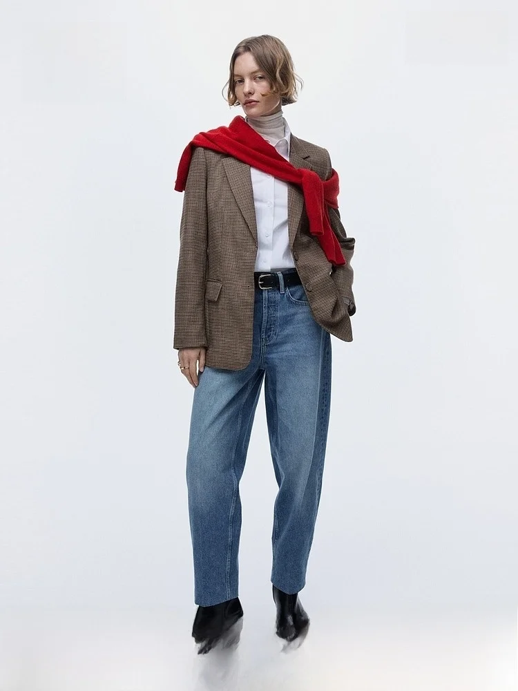 

H&M Spring New Women's Casual Single Button Suit Busin Sle Polyester Fiber Spandex Blend Daily Wear 35255