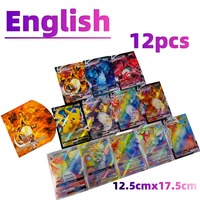 New Anime Pocket 12Pcs English Jumbo Letters Cards Vmax Vstar Gx Arceus Charizard Mewtwo Super Shining Rare Card Birthday Gifts