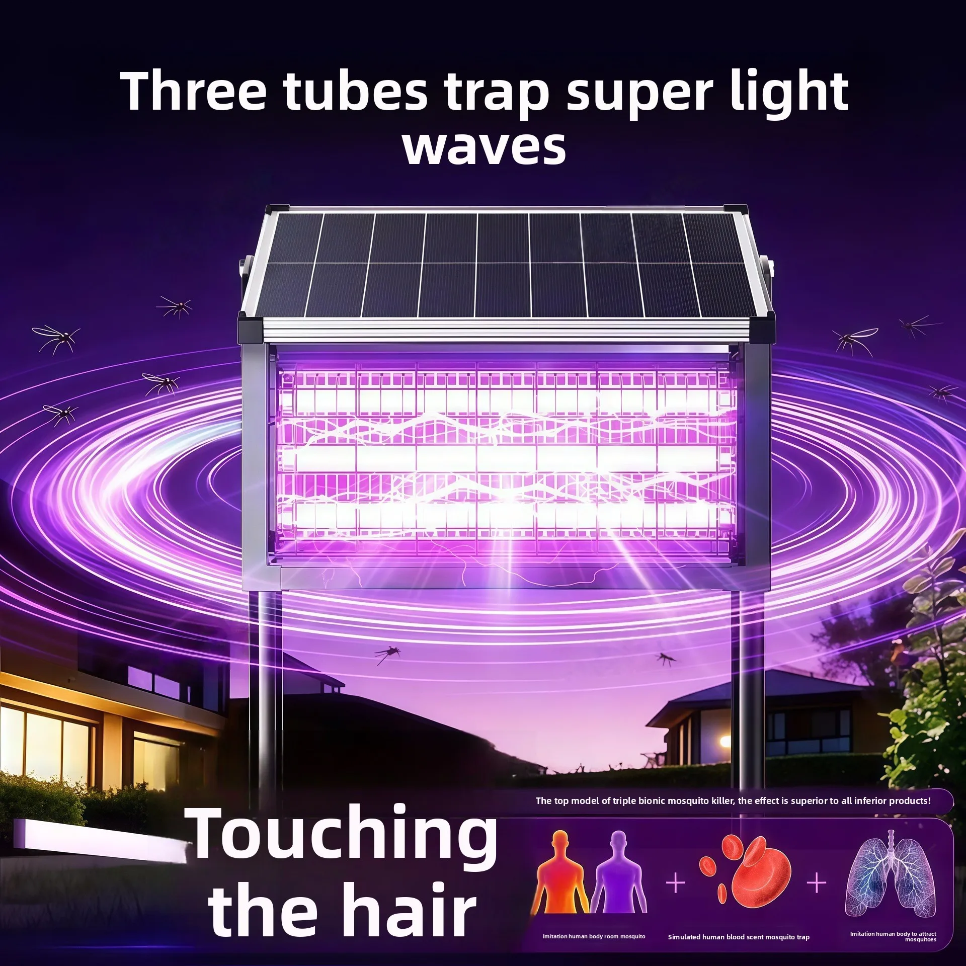 High Power Solar Mosquito Killer Lamp Outdoor Professional Mosquito Killer Waterproof Fly Trap for Farm Backyard Orchard Patio image 5