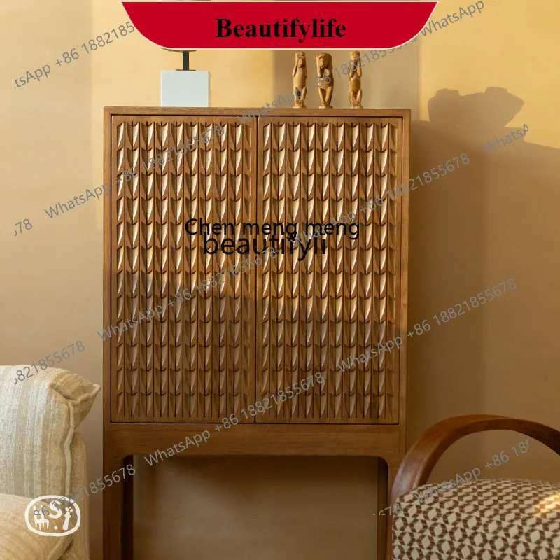 

G153 Decorative storage, bedroom living room side cabinet, new Chinese log retro style