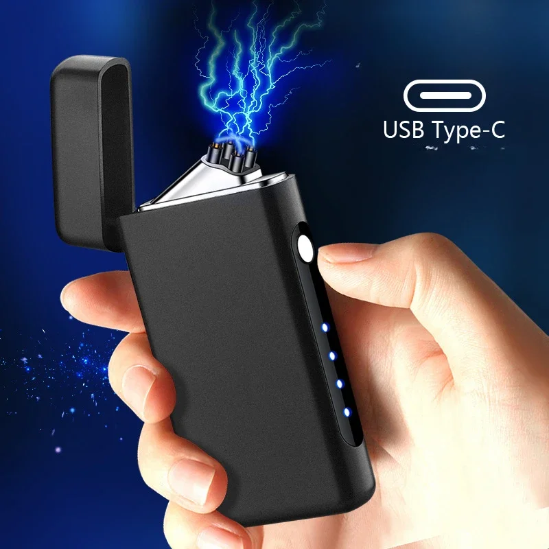 يندبروف مزدوج قوس أخف نوع C USB شحن أخف LED عرض الطاقة نبض البلازما في الهواء الطلق المحمولة بقاء أدوات أخف وزنا