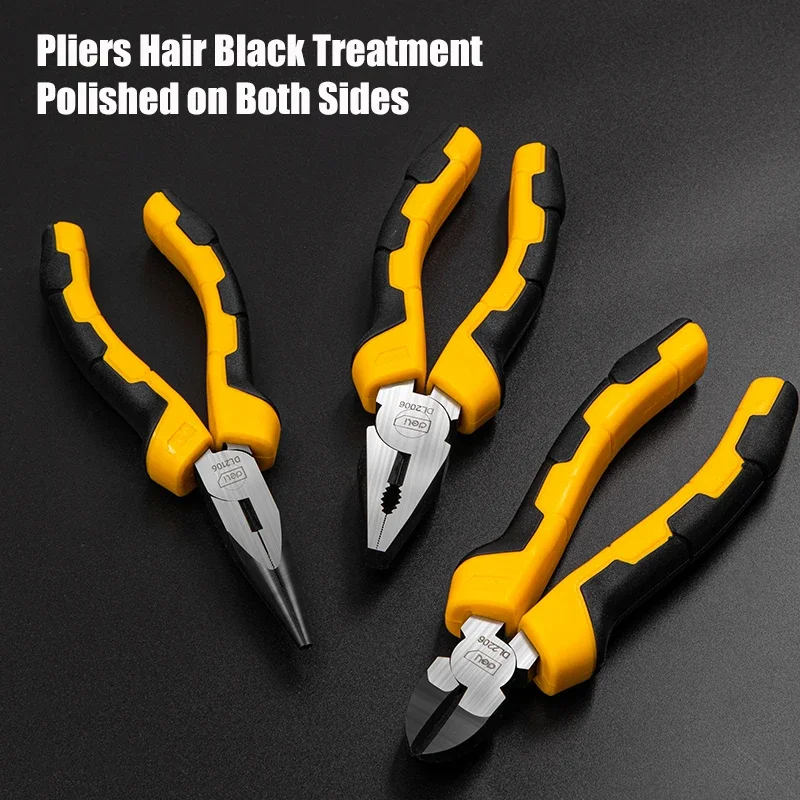 Deli High Quality CR-V Steel Wire Cutters Universal Diagonal/Needle Nose Pliers Multifunctional Pliers Electrician Hand Tools