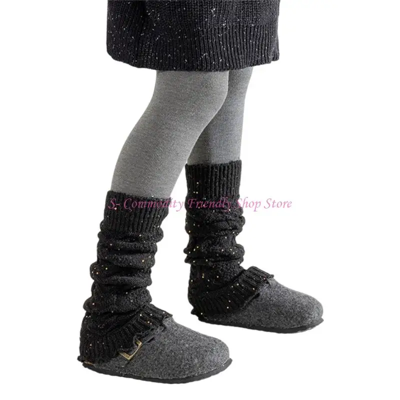 

85AE Soft Leg Warmer Brilliant Decor Stretchy Stacked Socks for Girls Sparkly