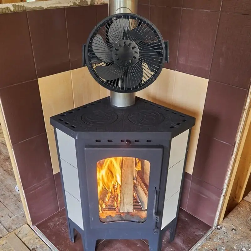 

E8BD Stove Fan,Heat Powered Fireplaces Accessory, Burning Stove Fan with Bracket for Wood Stove Heat-Powered