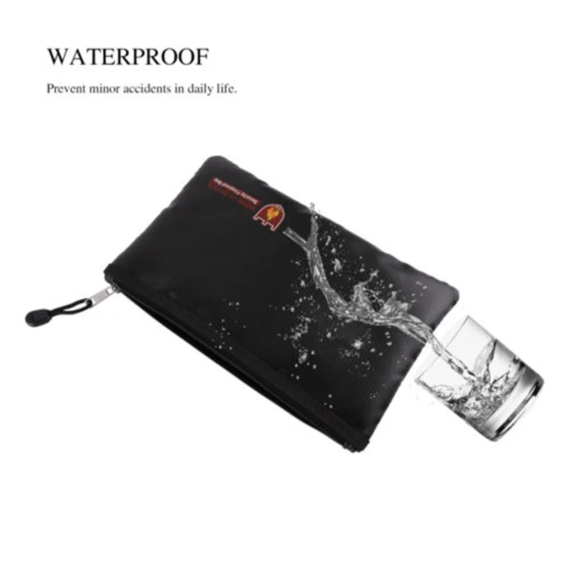 Document Bags Fireproof Burn waterproof Valuables bag Money Safe Cash Box File Pouch Case  Document Storage Bags