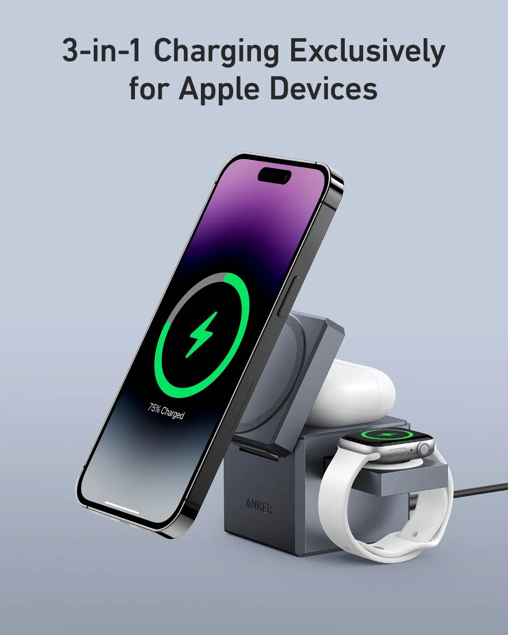 スマホアクセサリー Anker 3-in-1 Cube with MagSafe Anker 3-in-1 Cube with MagSafe マグネット式ワイヤレス充電ステーション