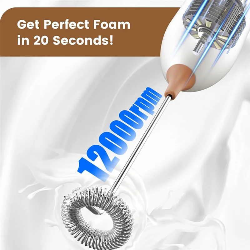 ABVI-Milk Frother قابل لإعادة الشحن، رغوة الحليب القابلة لإعادة الشحن، رغوة القهوة القوية المحمولة للقهوة لاتيه والكابتشينو