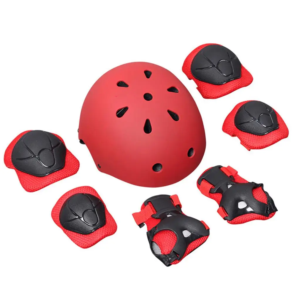 

7 pcs Kids Protective Gear Set Youth Knee Pads Elbow Wrist Strong Impact Resistance Ventilation Design Adjustable 50 54cm