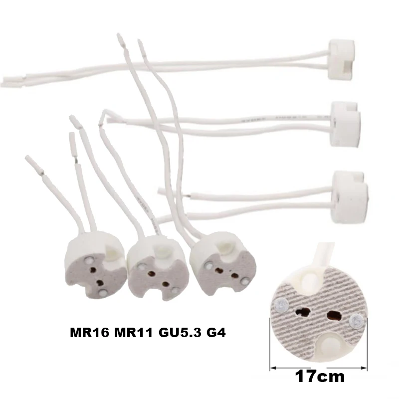 MR16 MR11 GU5.3 G4 Halogen LED Lamp Bulbs Holder Base Socket Ceramic Adapter Wire Connector