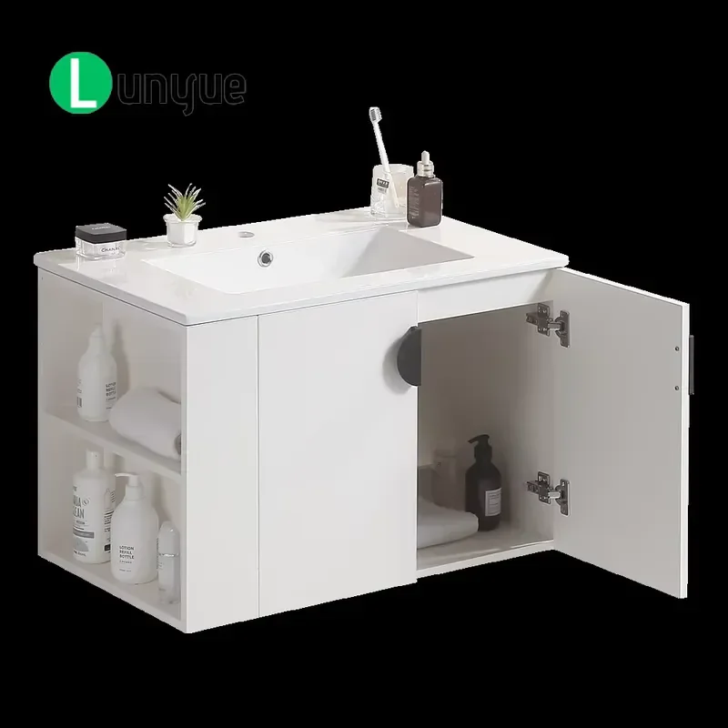 30 Inch White Modern Wood Bathroom Vanity Floor Mounted Lacquered with Countertop and Basin for Home Bathroom Storage