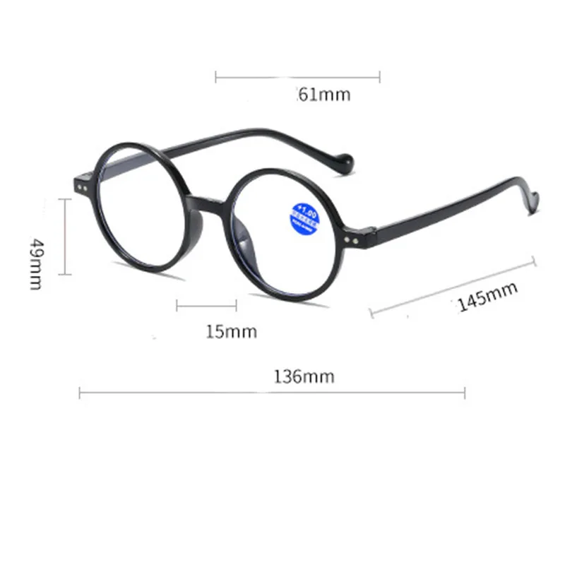 Lesebrille Für Frauen Vintage Runde Rahmen Korrigierende Gläser Männer Hyperopie Presbyopie Lesen Brillen + 1,0 + 1,5 + 2,0 + 2,5 + 3,0 – Detail 2