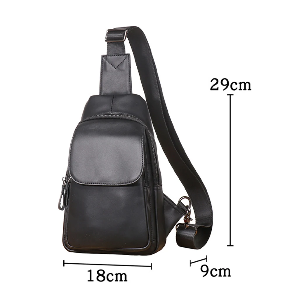 Men's summer new top layer cowhide crossbody bag casual chest bag multifunctional crossbody bag fashion solid color shoulder bag