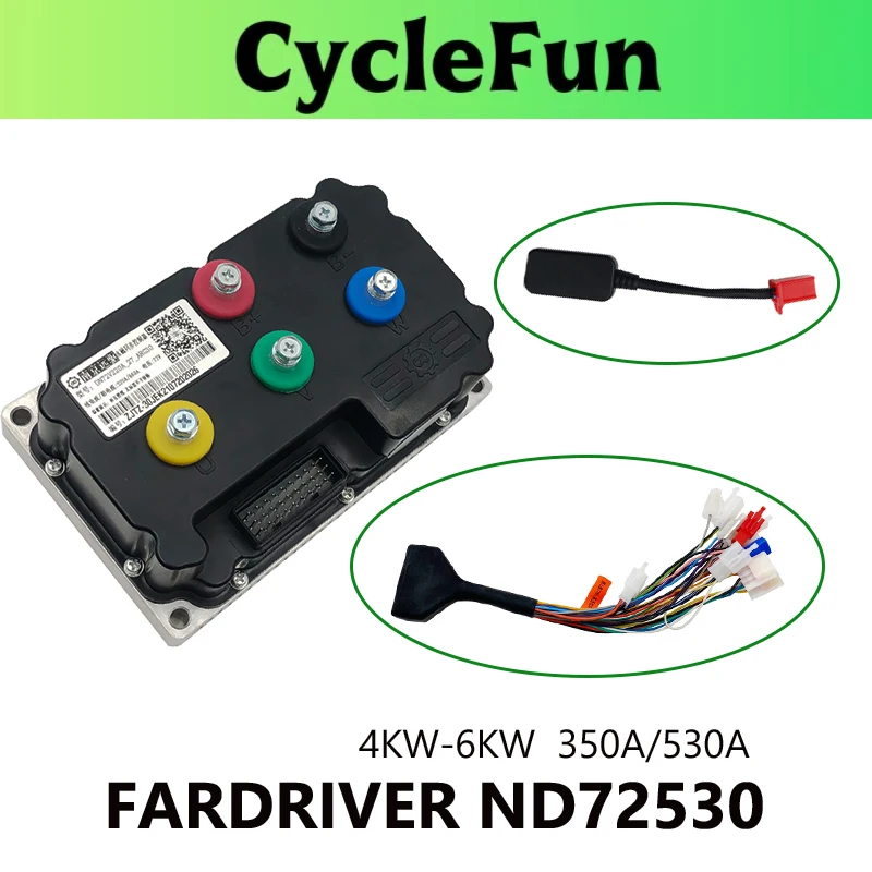 

FarDriver ND72530 4KW-6KW Sine Wave Controller 350A Phase 530A With Bluetooth For Electric Motorcycle Scooter E-Bike Accessories