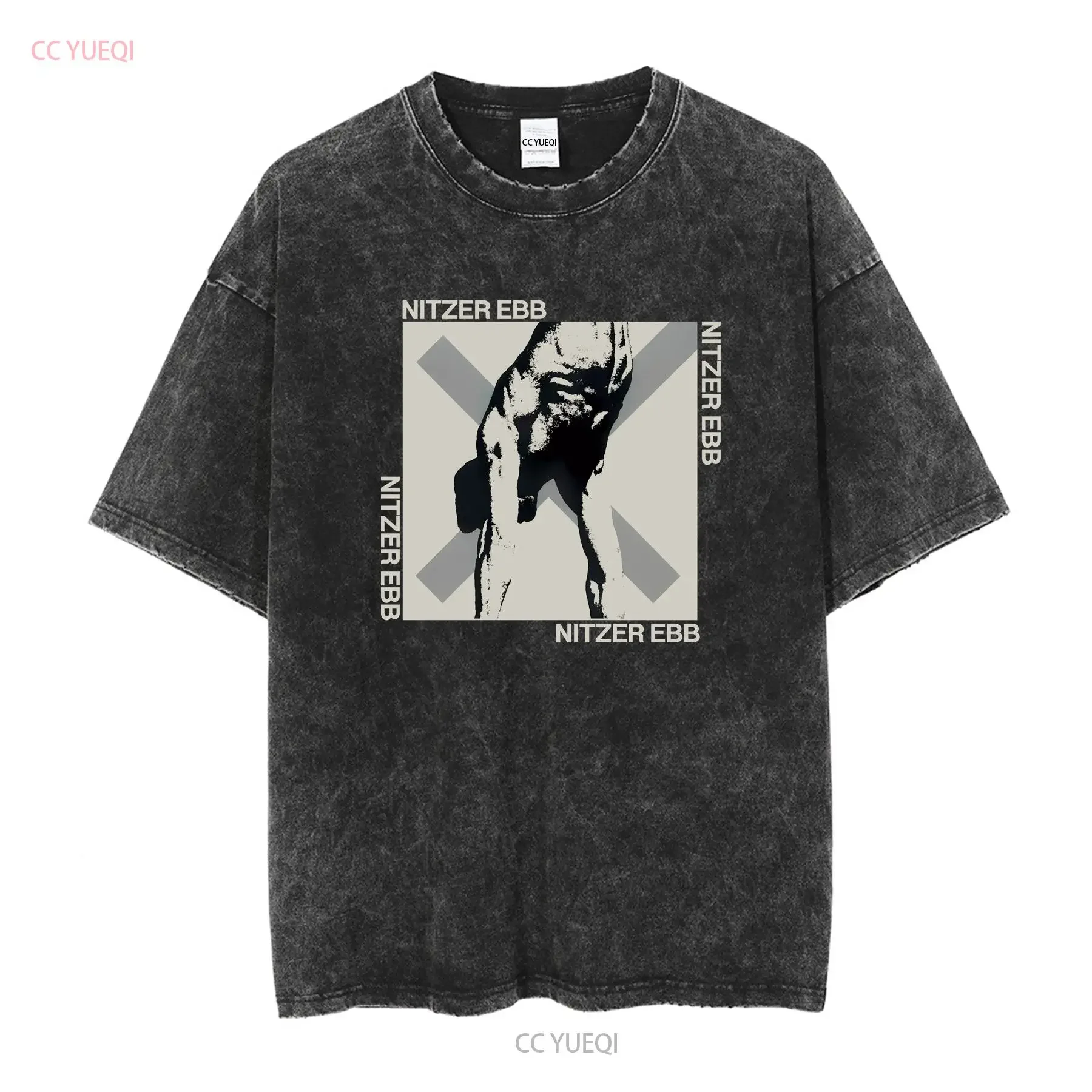 Vintage 90's Nitzer Ebb EBM Industrial Rock Dance Concert Band T Shirt Bauhaus vintage Washed Stretched Slightly Casual Stylish