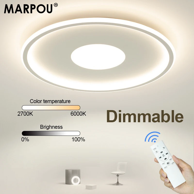 MARPOU Smart Ceiling lamp Round Lights For Bedroom Dimming Indoor Led lighting Modern Home Living Room Decoration fixtures